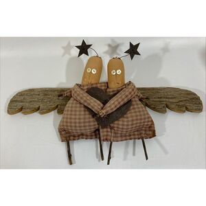 Vtg Dan DiPaolo Angel Decor Wood Metal Folk Art Primitive Rustic Signed Original